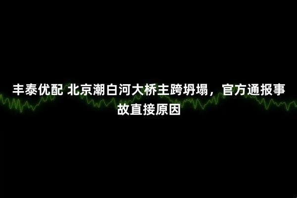 丰泰优配 北京潮白河大桥主跨坍塌，官方通报事故直接原因