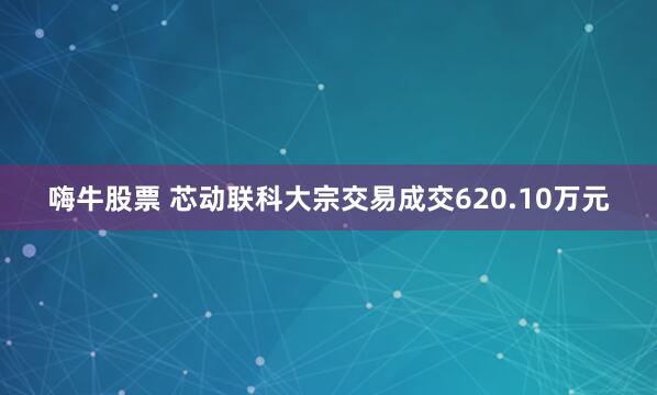嗨牛股票 芯动联科大宗交易成交620.10万元
