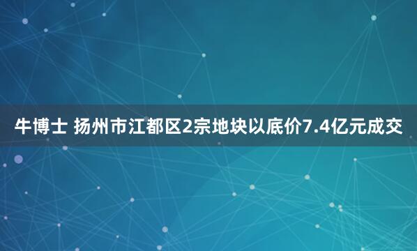 牛博士 扬州市江都区2宗地块以底价7.4亿元成交