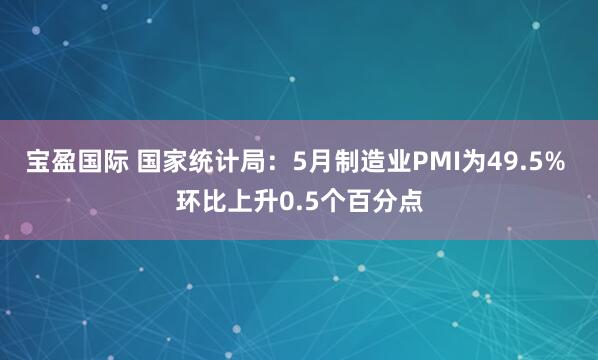 宝盈国际 国家统计局：5月制造业PMI为49.5% 环比上升0.5个百分点