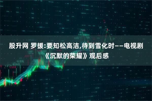 股升网 罗援:要知松高洁,待到雪化时——电视剧《沉默的荣耀》观后感