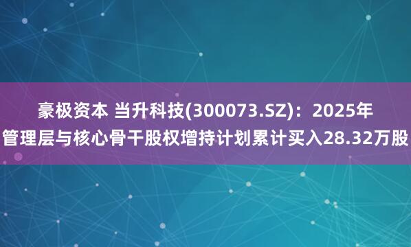 豪极资本 当升科技(300073.SZ)：2025年管理层与核心骨干股权增持计划累计买入28.32万股
