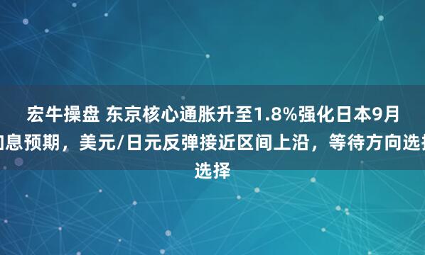 宏牛操盘 东京核心通胀升至1.8%强化日本9月加息预期，美元/日元反弹接近区间上沿，等待方向选择